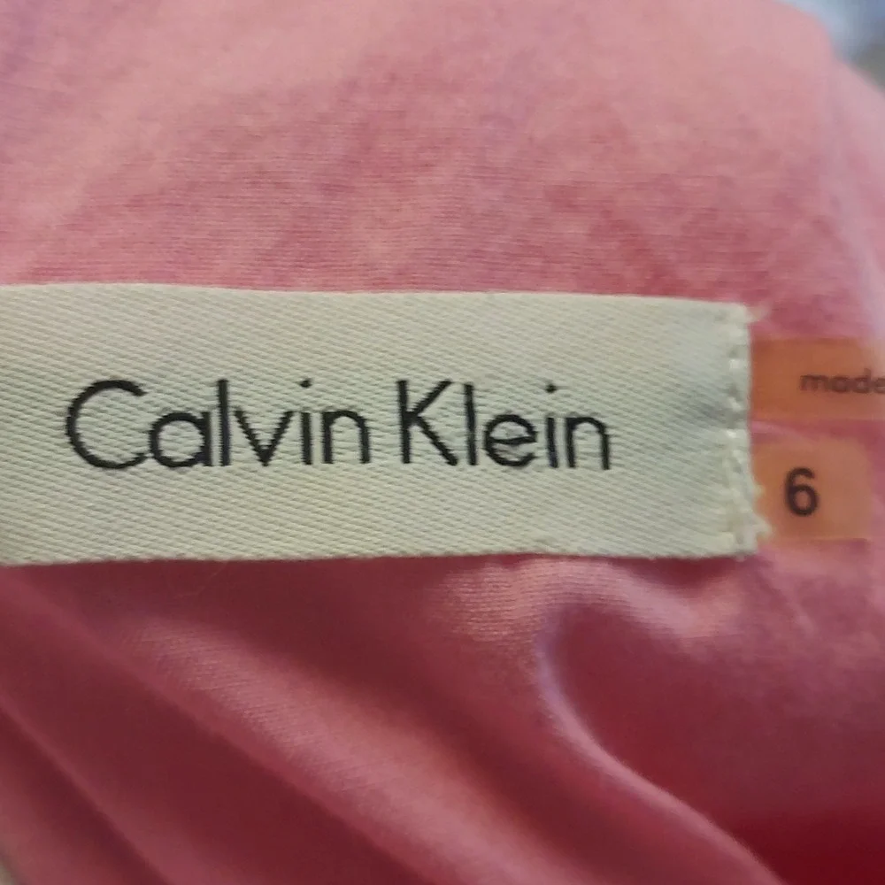 Calvin Klein Pink Circle Jacquard V-Neck Fit and Flare Dress Size 6 - Picture 8 of 9